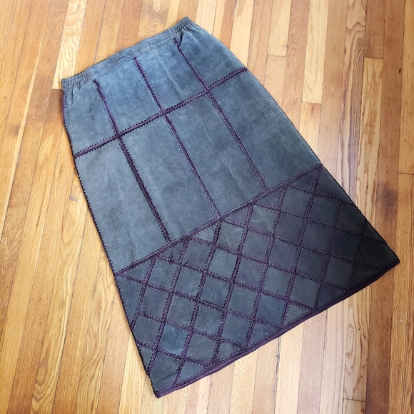 Patchwork Suede Maxi Skirt Size 16 - Picture 5 of 7